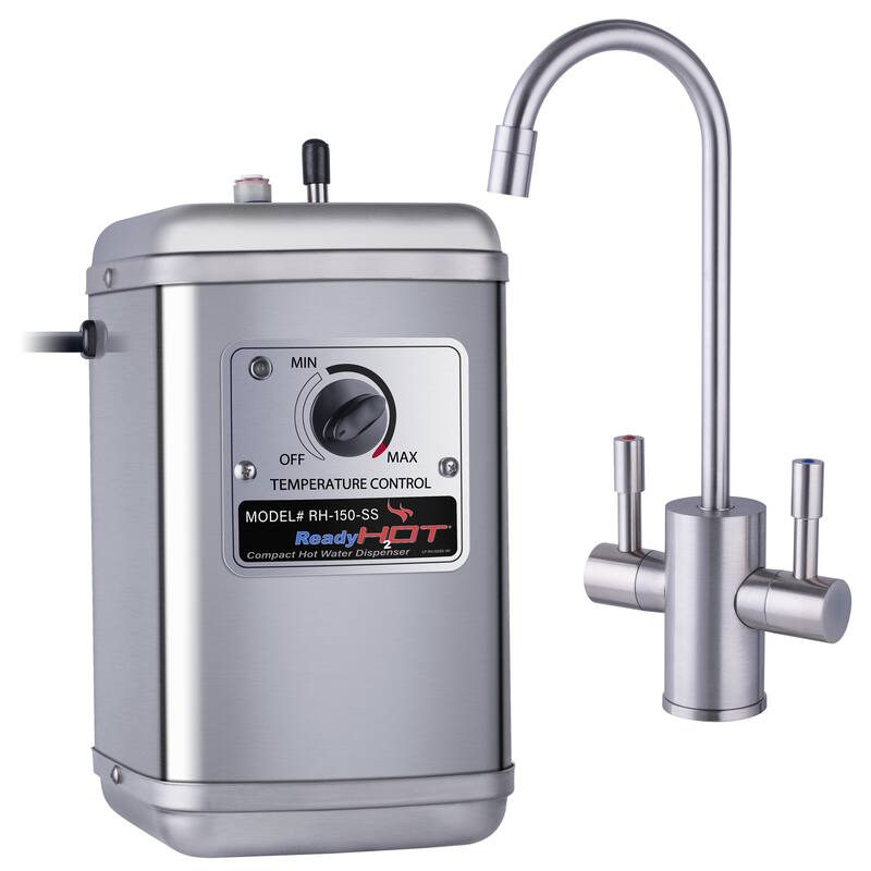 RH-150 Instant Hot Water Tank with Single Lever Polished Chrome Faucet - Hot and Cold - Brushed Nickel
