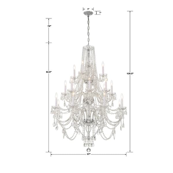Traditional Crystal 20 Light Polished Chrome Chandelier - 37"W x 52.5"H