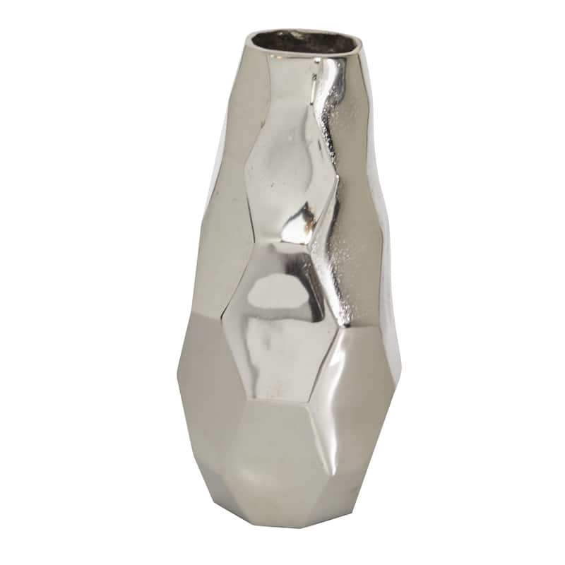 Aluminum Metal Geometric Decorative Vase - Silver - Roche River Decor