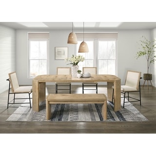Magnus 6-PC Oak Finish 84" Extendable Rectangular Dining Set with ...