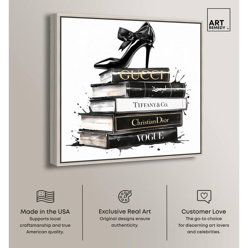Inky Book Stack Canvas by Art Remedy