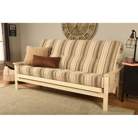 Somette Monterey Full-size Futon Set in Antique White Finish with Parma Gray Mattress