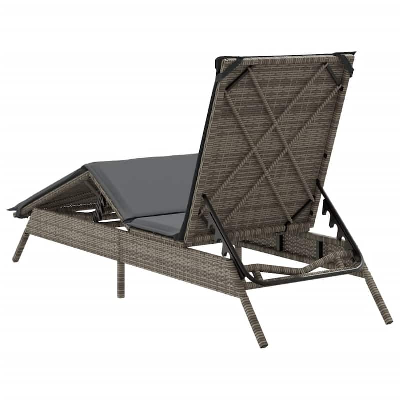 vidaXL Sun Lounger with Cushion Daybed Chaise Lounge Patio Furniture Poly Rattan - 23 x 79 x 33.5