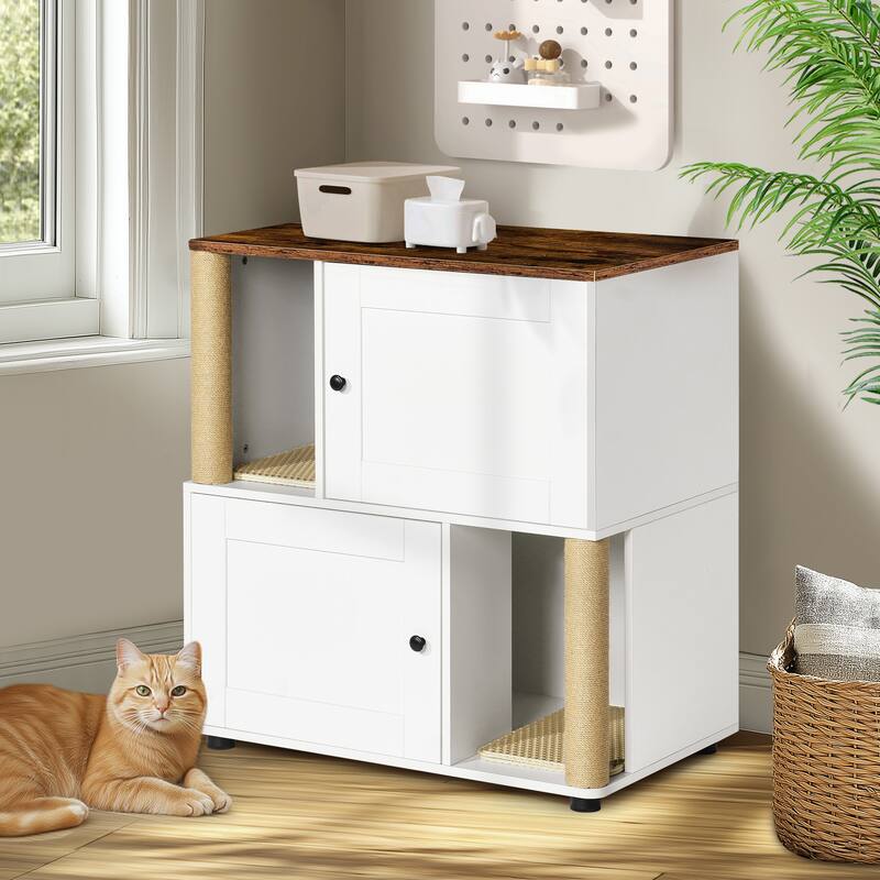 Cat Litter Box Enclouse,Cat Litter Box Enclosure for 2 Cats,Cat Litter Cabinet,Litter Box Enclosure with Shelve