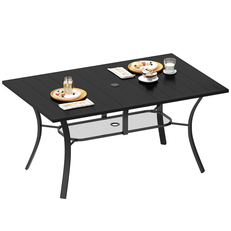 Metal Outdoor Dining Table with Umbrella Hole