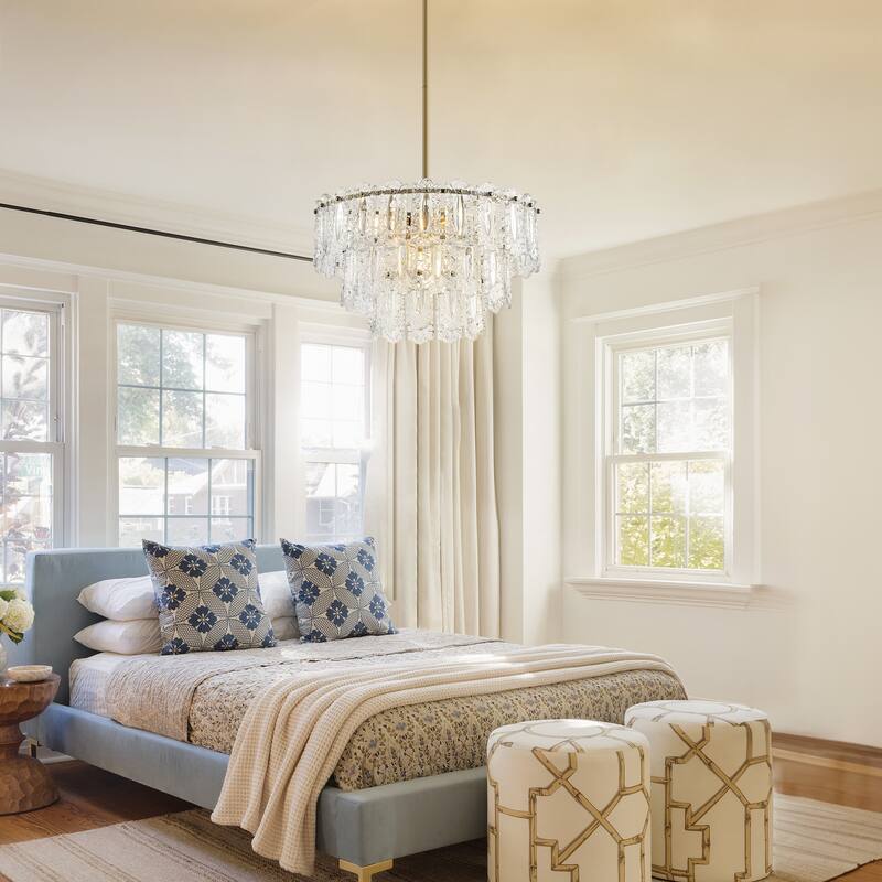 Starsky 6-Light Modern Tiered Unique Chandelier with Textured Glass - Gold