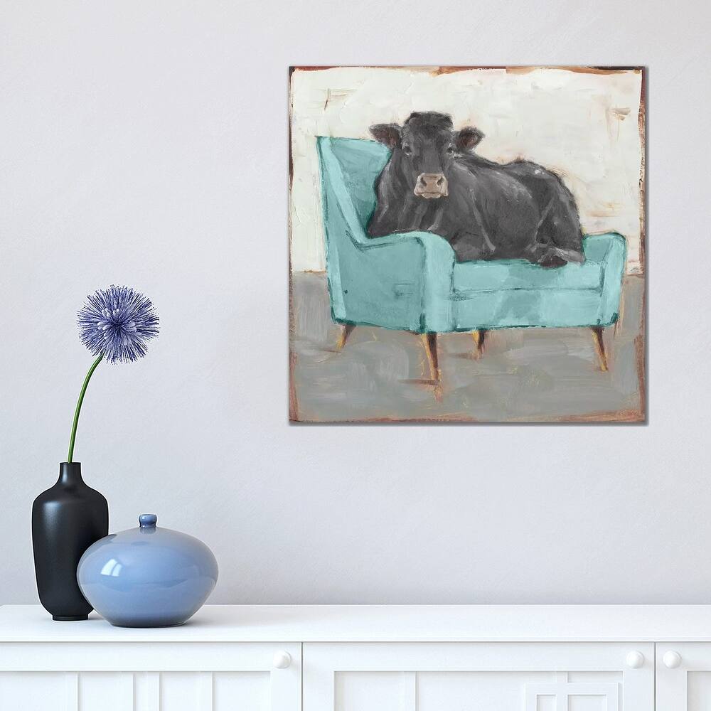 iCanvas "Moo-ving In IV - Black" by Ethan Harper Canvas Print
