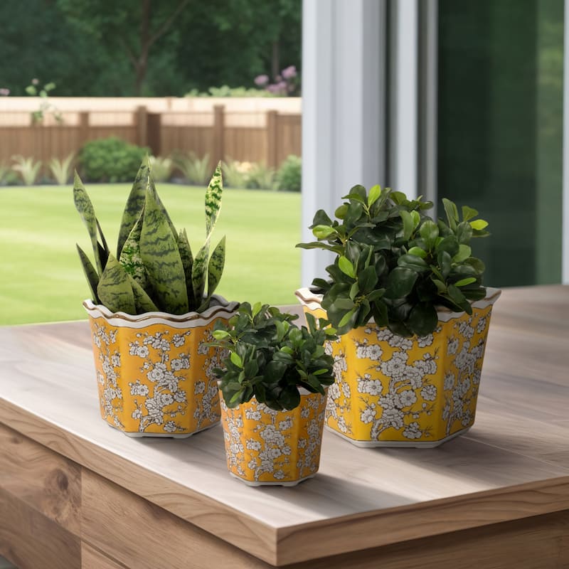 Sagebrook Home Ceramic Planter Set of 3 - 12" x 11" x 9"