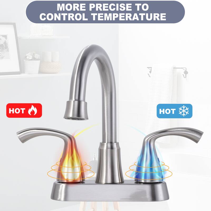WOWOW 4 in. Centerset 2-Handles Deck Mount Bathroom Faucet