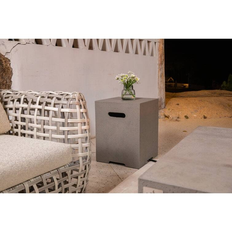 AMS Fireplace 16" Travertine Propane Tank Cover Side Table