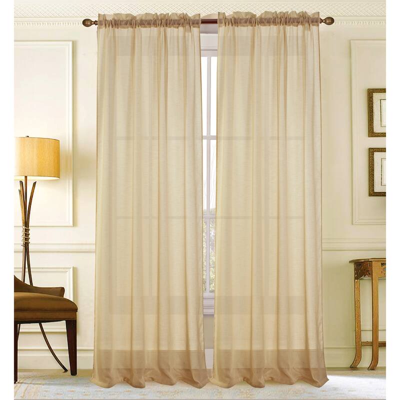 Astro Textured Sheer Window Curtain 90-Inch Rod Pocket - Beige