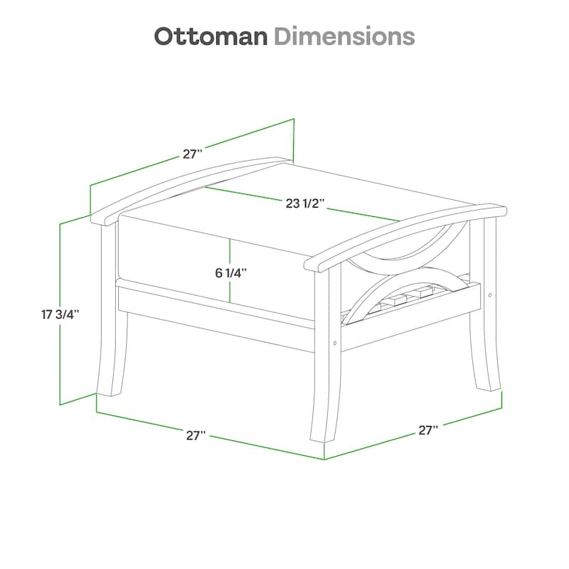 Cambridge Casual Lowell Teak Patio Ottoman with Cushion