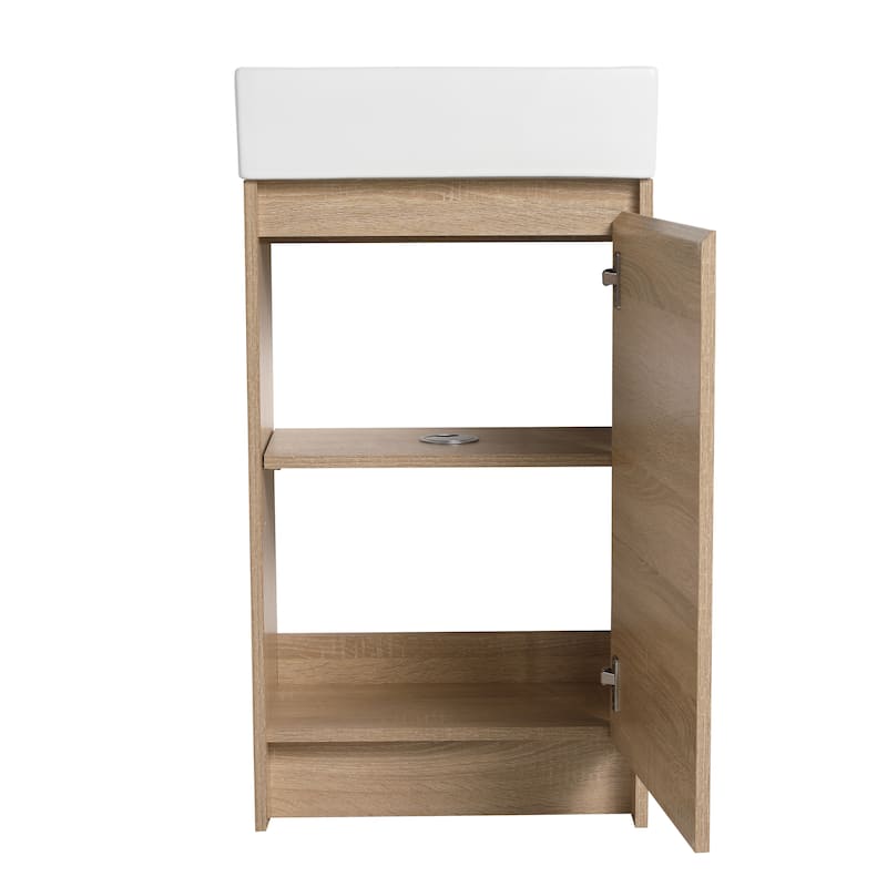 Bathroom Vanity With Sink In 16/18 Inch, Freestanding Bathroom Vanity With Soft Close Door
