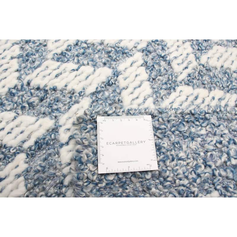 ECARPETGALLERY Braid weave Sienna Blue Wool Rug - 5'2 x 7'5