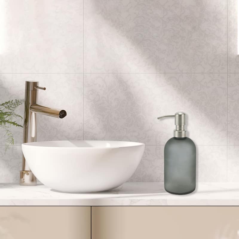 Cylindrical Simple Soap Pump Dispenser for Motel 400ml 1pc - Gray Silver Tone