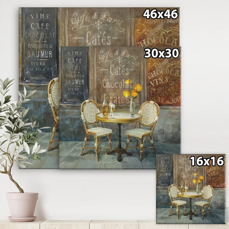 Designart "French Cafe" Traditional Canvas Artwork Print