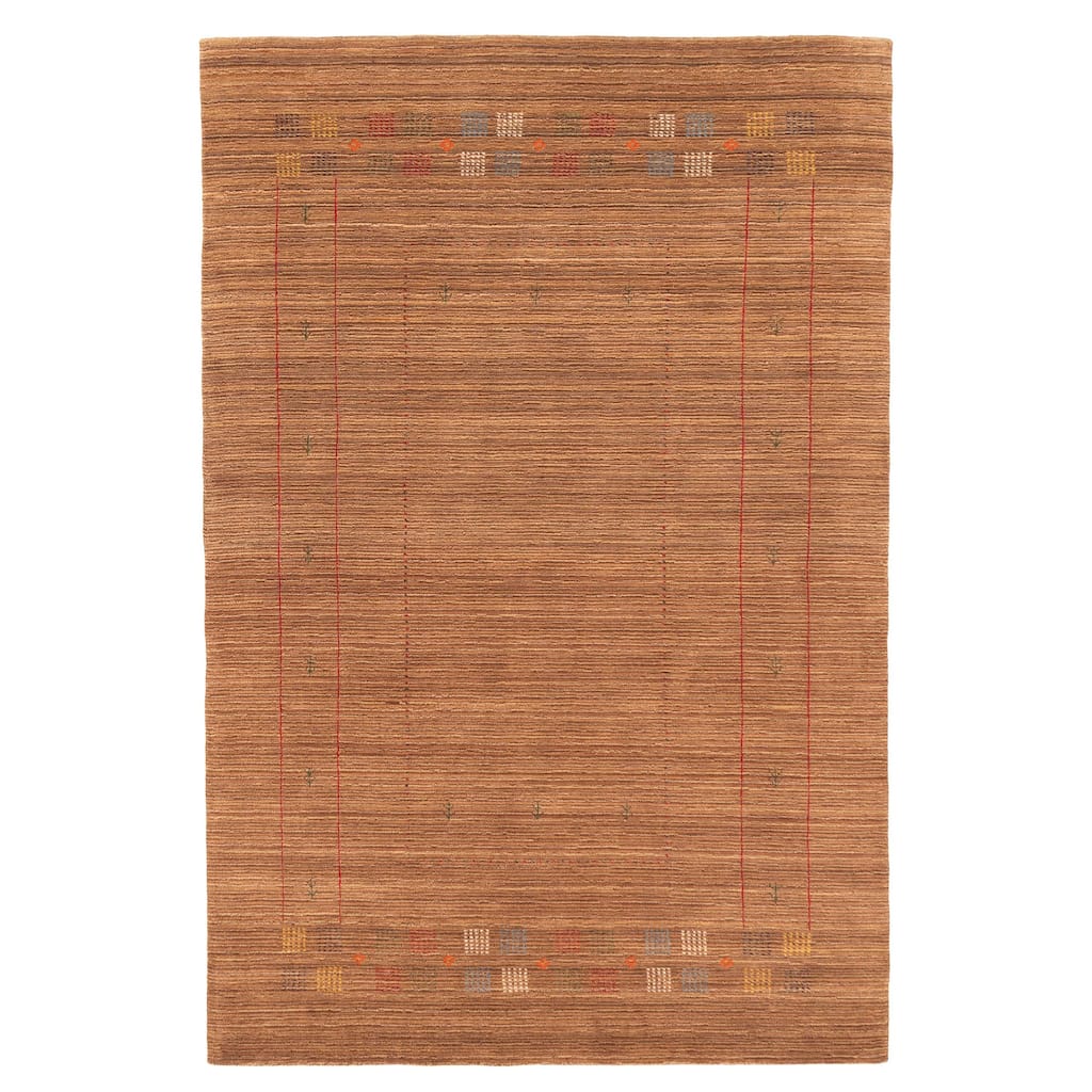 ECARPETGALLERY Hand Loomed Kashkuli Gabbeh Brown Wool Rug - 6'2 x 9'5