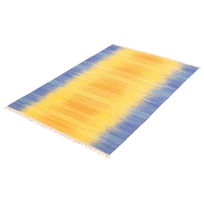 ECARPETGALLERY Flat-Weave Ankara FW Light Yellow Wool Kilim - 5'3 x 7'7