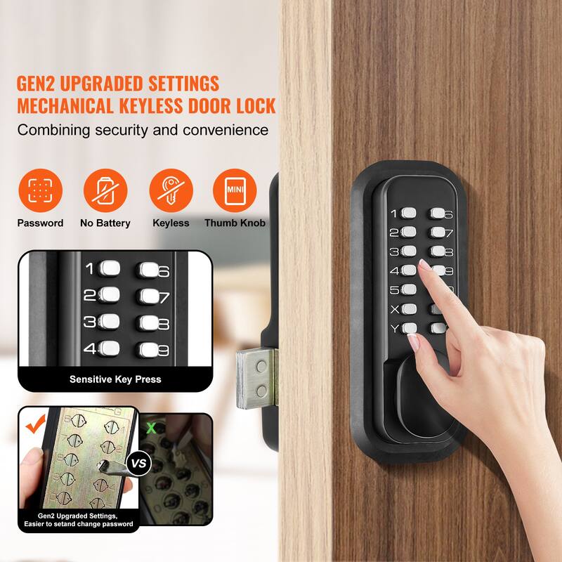 Mechanical Keyless Entry Door Lock Easy to Install, for Yard, Garden, Garage