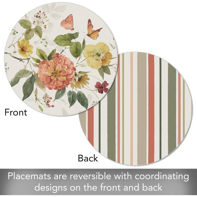 Wipe-Clean Reversible Round Shaped Placemats, Blessed by Nature, Set of 4, Made in The USA