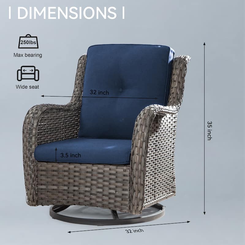 Cozywor Brown Wicker Patio Swivel Rocking Chair (Set of 2)