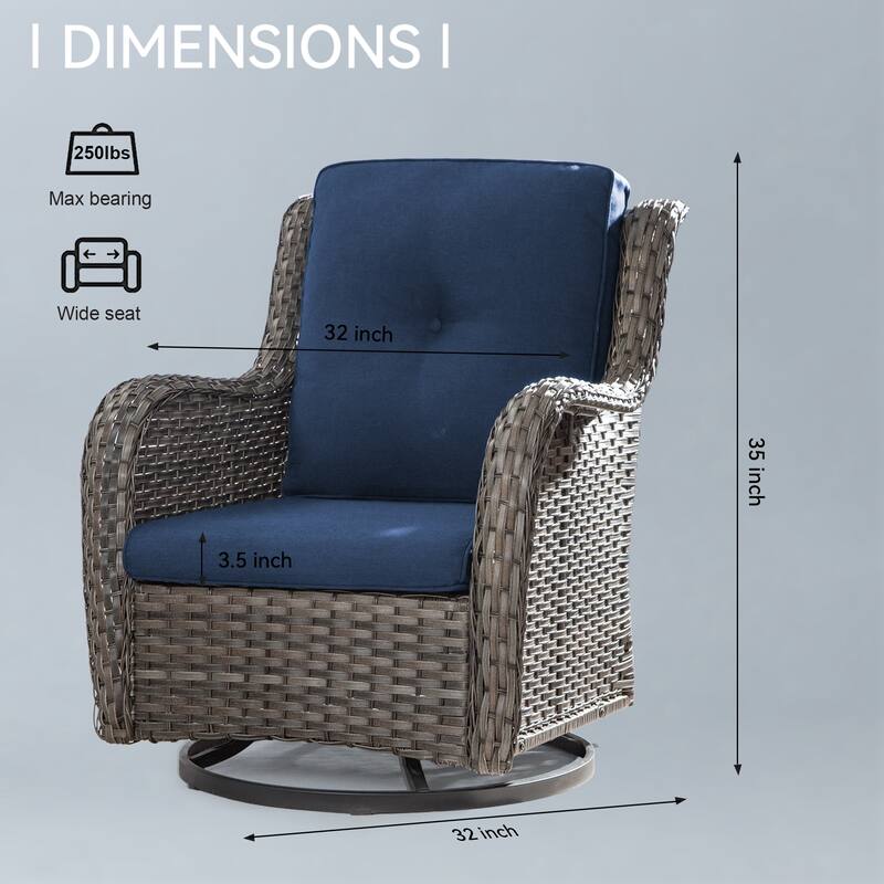 Cozywor Brown Wicker Patio Swivel Rocking Chair