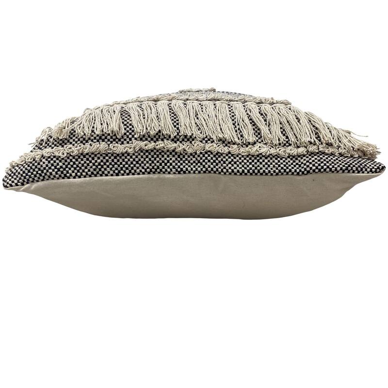 20" Brown and Black Diamond Over-Tufted Square Throw Pillow