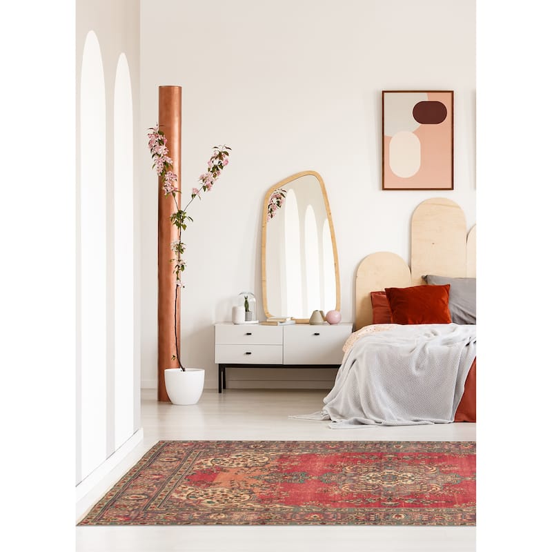 ECARPETGALLERY Hand-knotted Antalya Vintage Red Wool Rug - 6'4 x 9'5