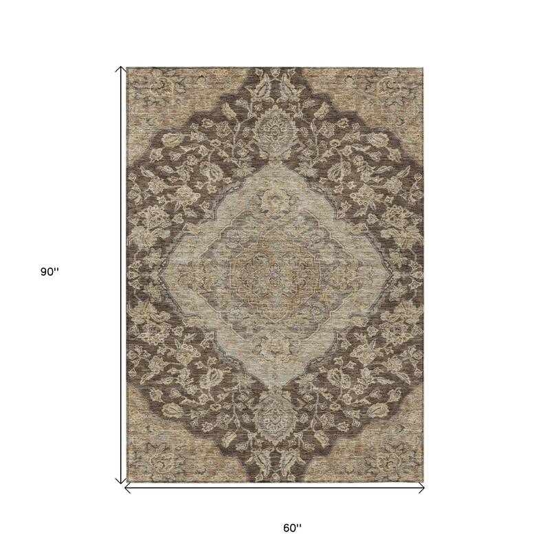 HomeRoots Oriental Traditional Rectangle Outdoor Rug