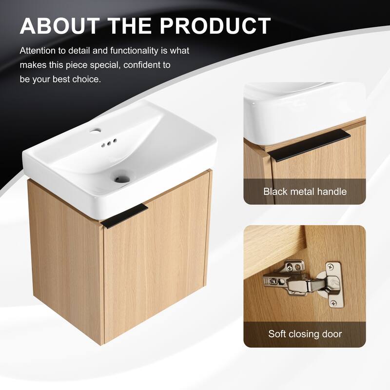 Plywood Wall-Mounted Bathroom Vanity with Integrated Resin Sink