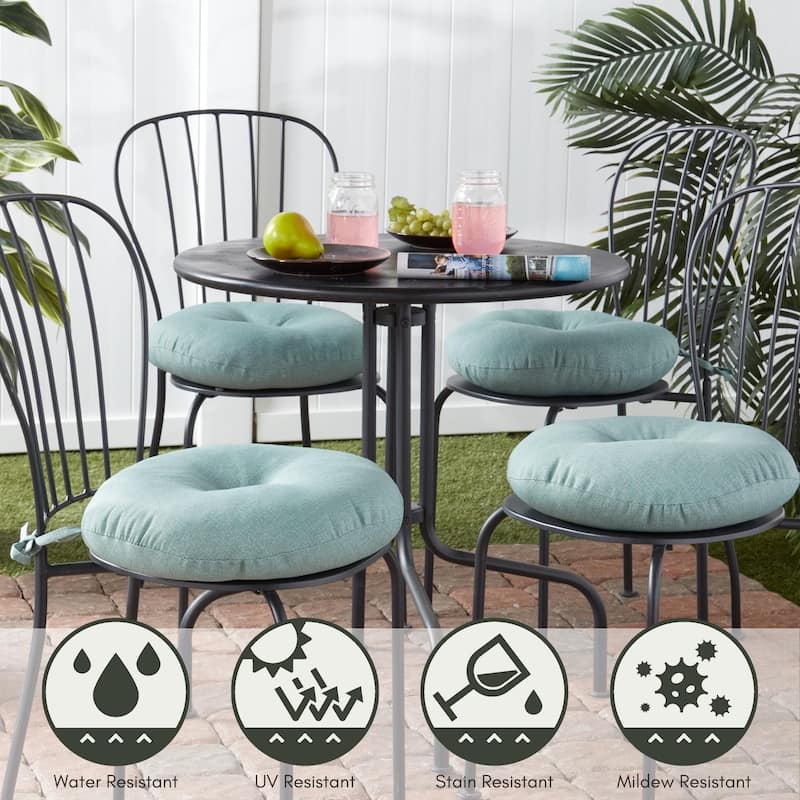 Outdoor 15-inch Round Bistro Chair Cushions (Set of 2)