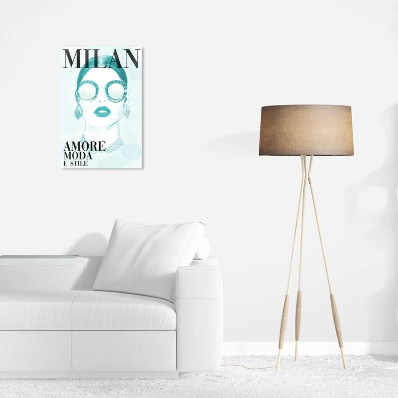 Wynwood Studio Canvas Fashion and Glam Cover Watercolor Milan Aqua Blue and Blue Modern & Contemporary Wall Art Canvas Print - 24 x 16