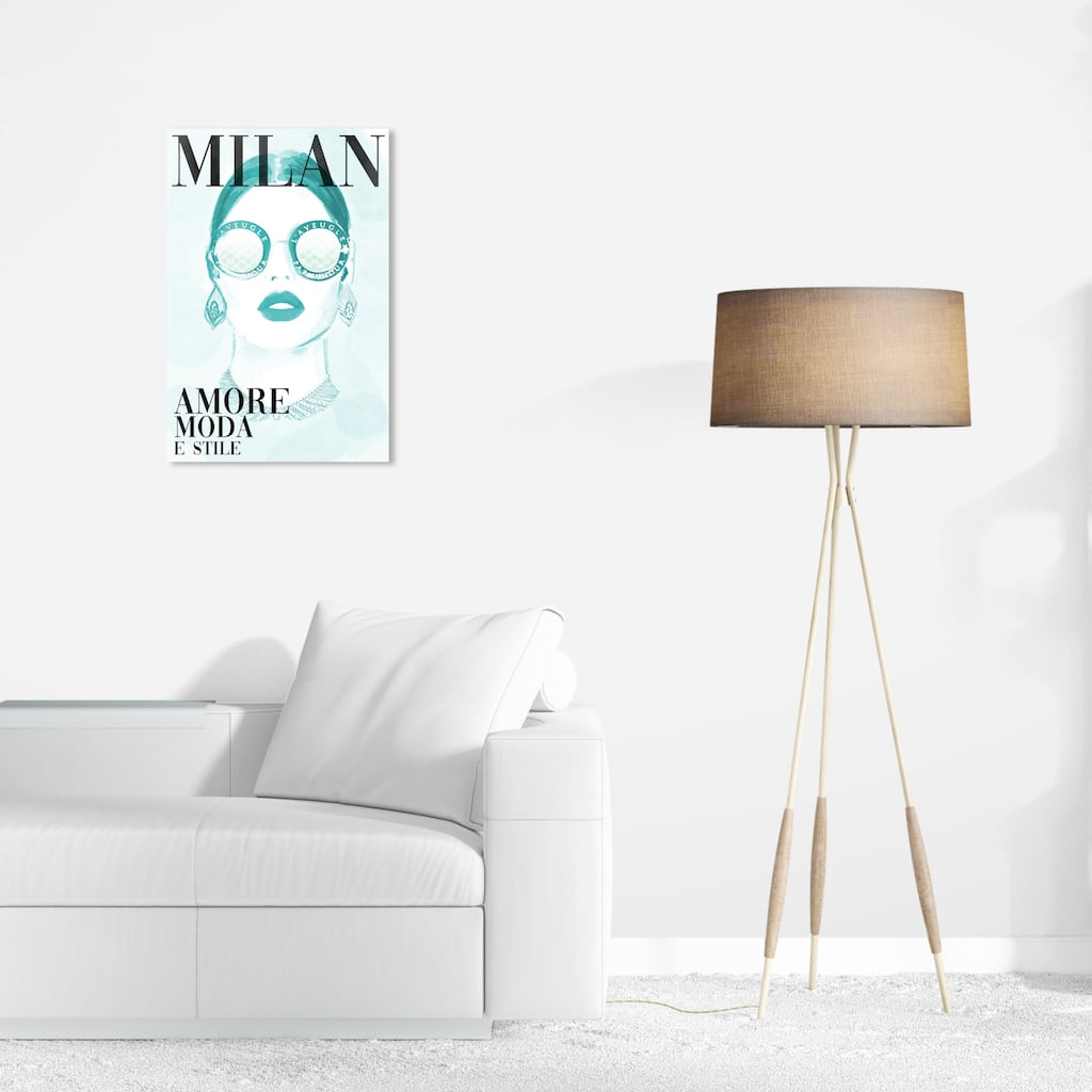 Wynwood Studio Canvas Fashion and Glam Cover Watercolor Milan Aqua Blue and Blue Modern & Contemporary Wall Art Canvas Print