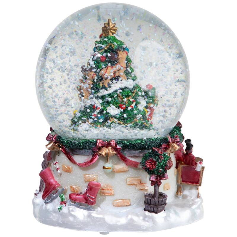 Musical Christmas Tree and Santa Claus Snow Globe - 6.75"
