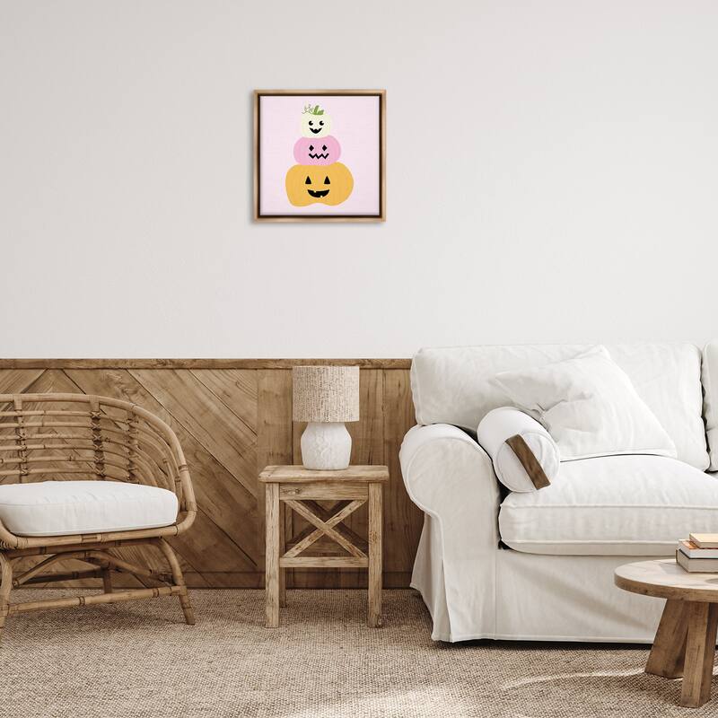 Stupell Pastel Happy Jack-o-Lanterns Framed Floater Canvas Wall Art Design By Sazerelli Designs