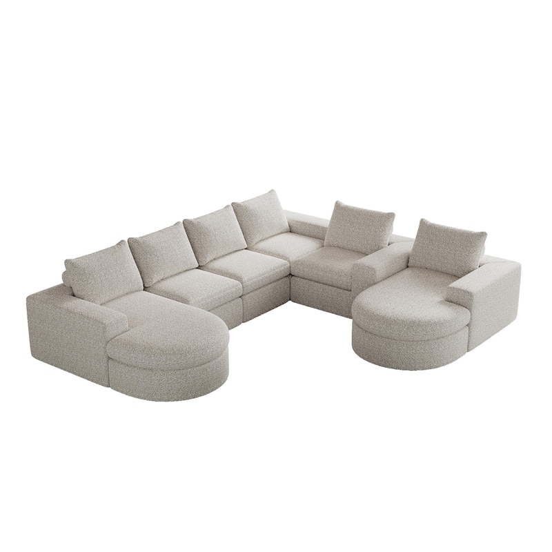 Roomfitters 99" Modern Chenille Cloud Curved Sectional Sofa with Chaise, L-Shaped Couch, for Living Room or Apartment
