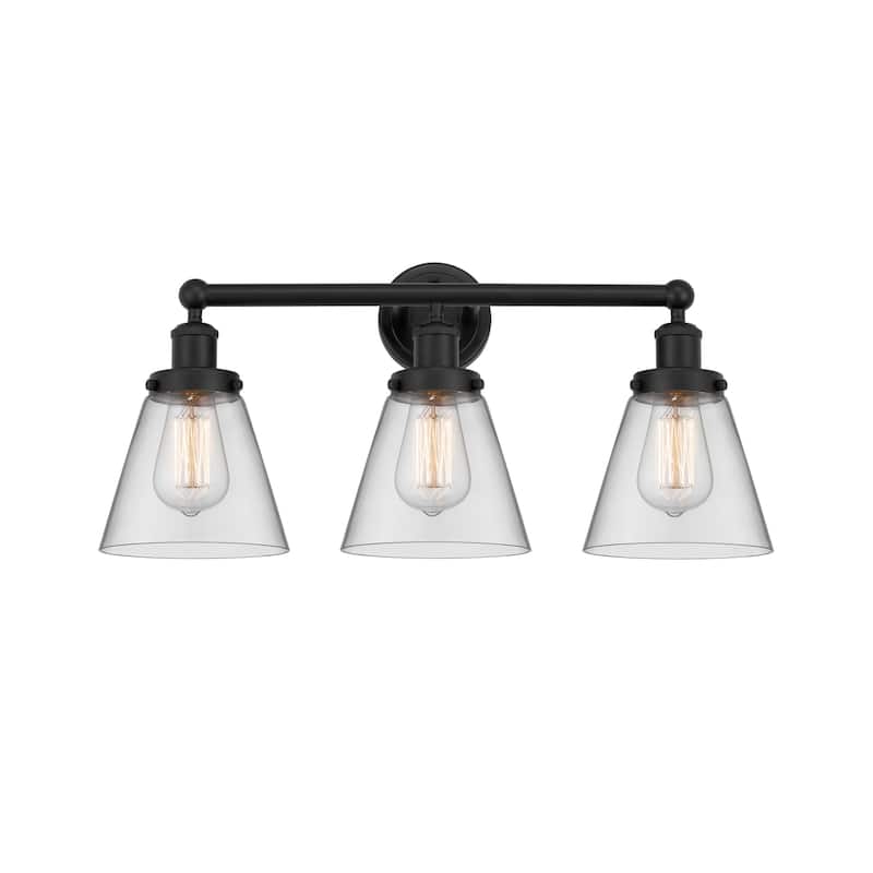 Innovations Lighting 616-3W-10-25 Cone Vanity Cone 3 Light 25" Wide - Matte Black / Clear