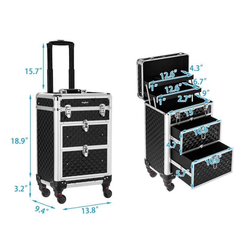 Aluminum Rolling Makeup Train Case - N/A