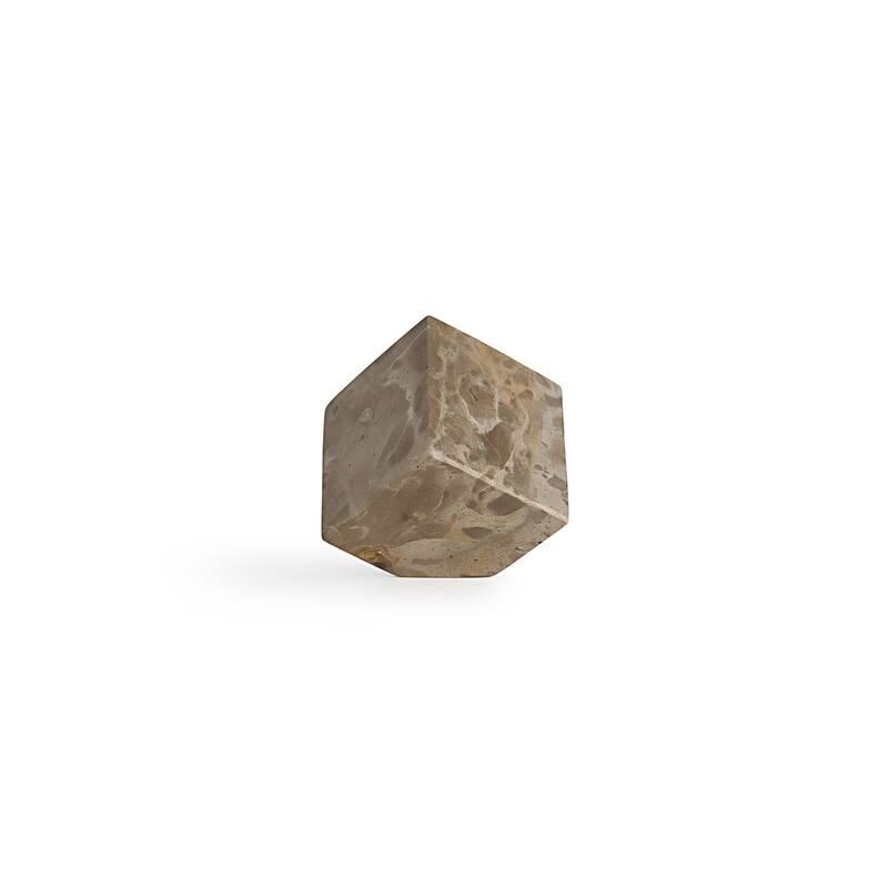 Small Geometric Marble Cube Decoration - 3" - Gray
