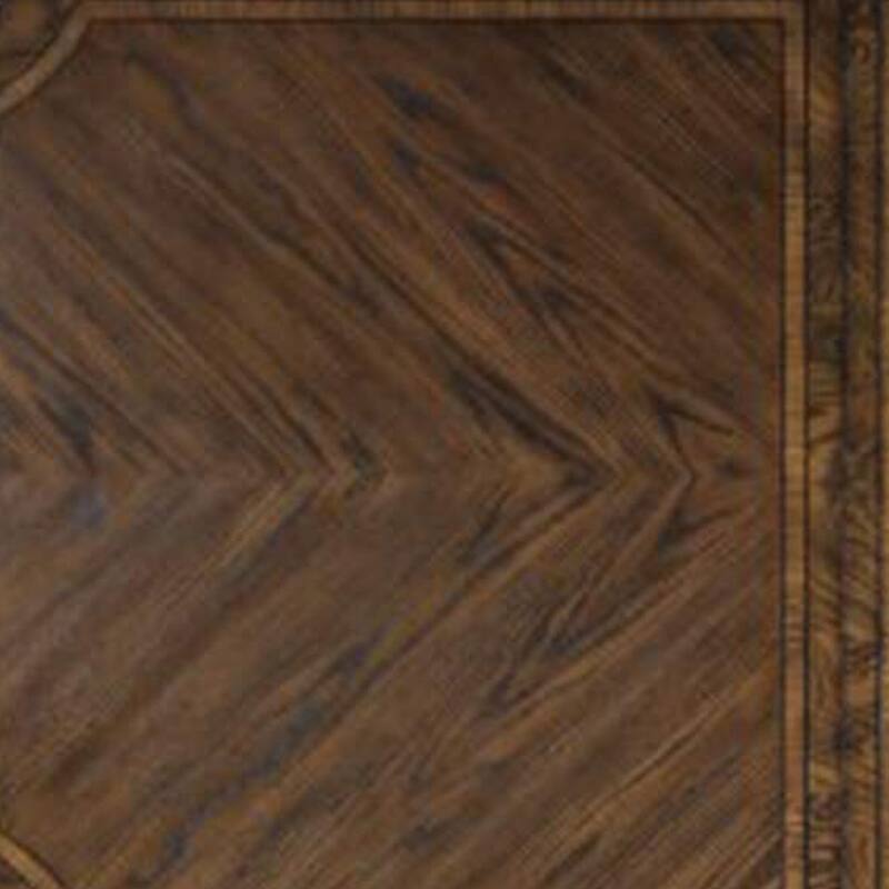 Naddy Dining Table, 80-112 Inch Extendable Top, Dark Brown Floral Motifs - Dark Brown