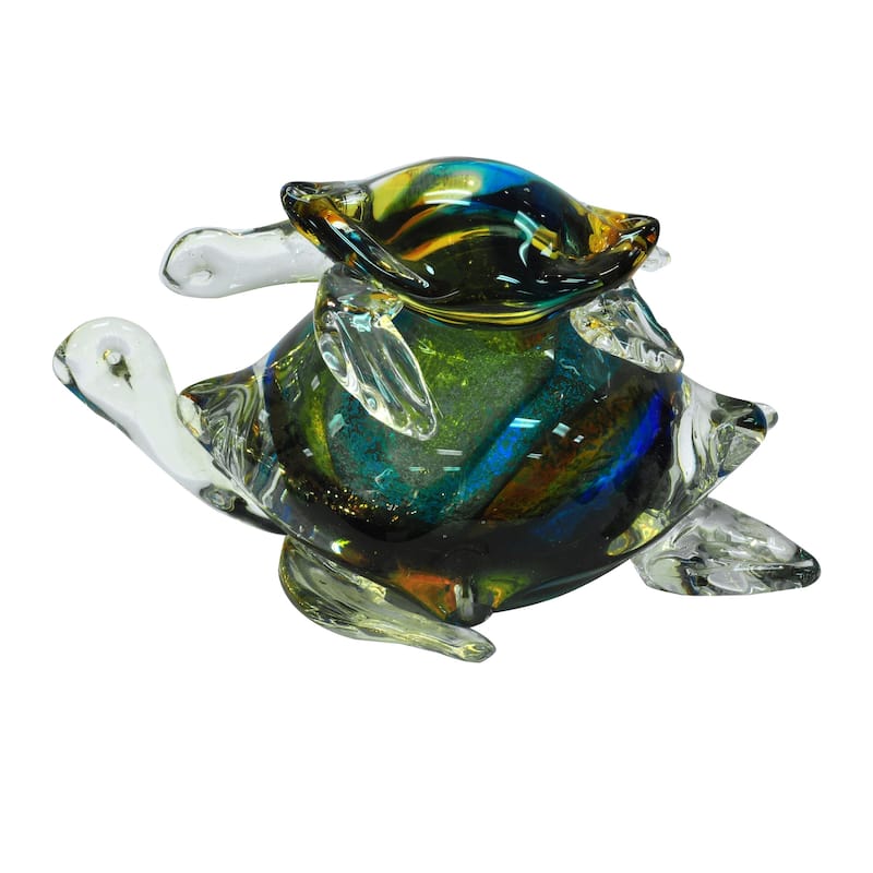 Colorful Sea Turtle Handcrafted Art Glass Figurine