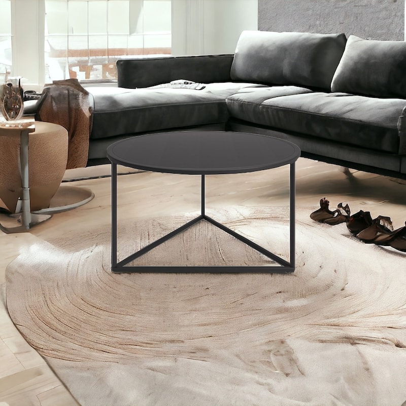 33-Inch Steel Round Coffee Table for Living Room - 33” x 33” x 18”