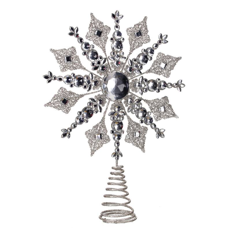 14.5" Glitter Metal Jewel Snowflake Tree Topper