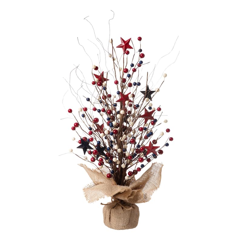 Glitzhome Pinecone Berry Table Tree Americana Centerpieces