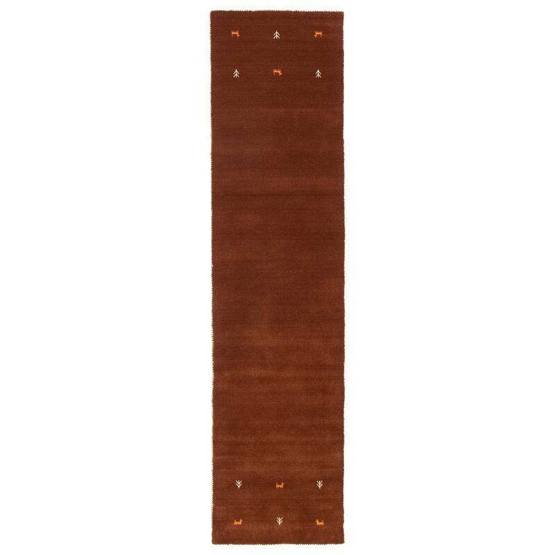 Kashkuli Gabbeh Brown Rug 2'7" x 11'0" - 2'7 x 11'0 - Dark Brown - 2'7 x 11'0