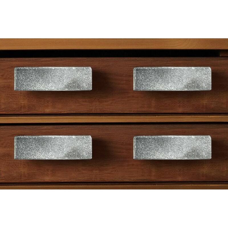 HomeRoots Set of Six Gray Rectangle Knob Stone Drawer Pull Knobs - 5.00 in. x 5.10 in. x 2.60 in.