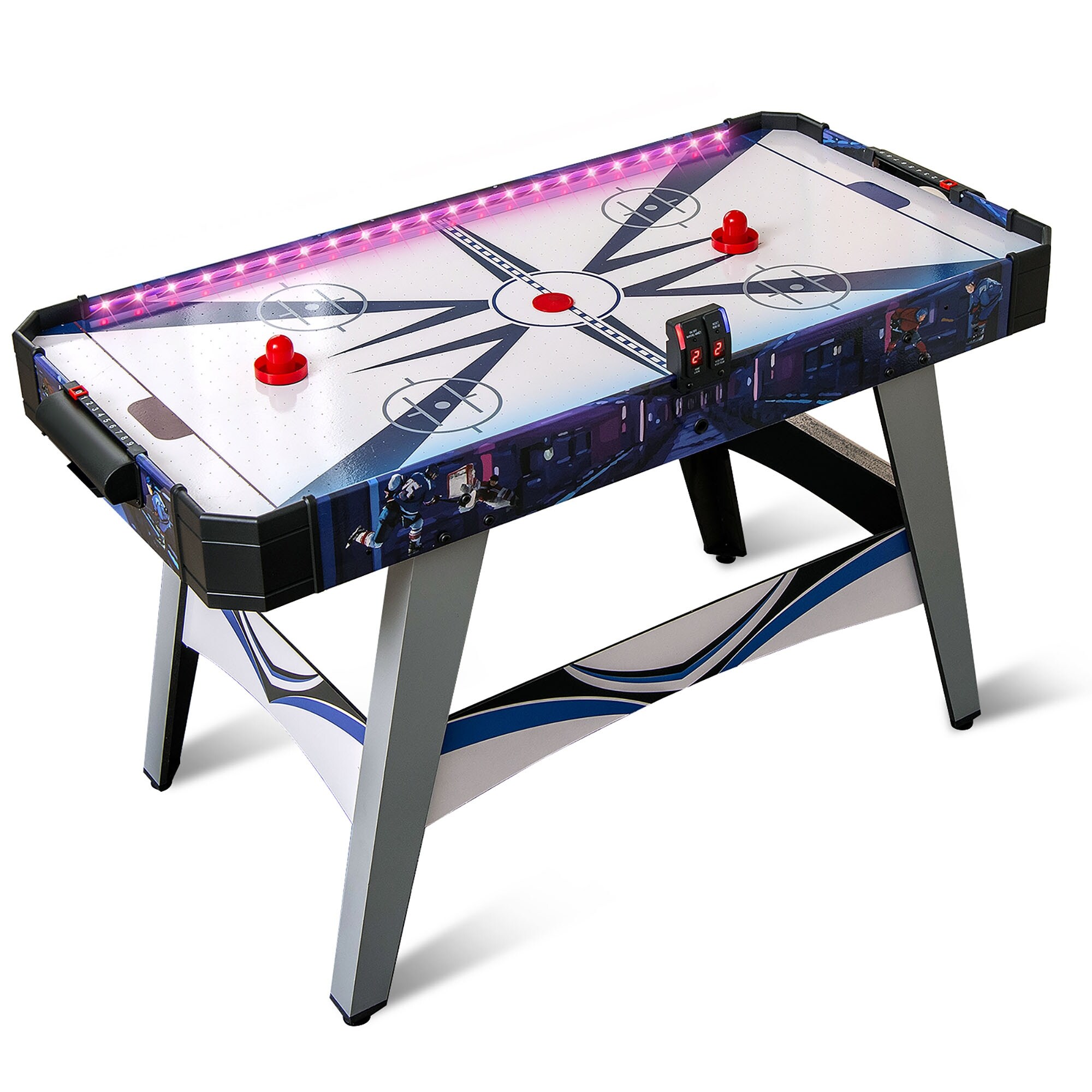 Gymax 54'' Air Hockey Game Table w/2 Pushers Pucks Adjustable Foot