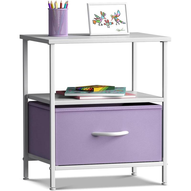 Nightstand 1-Drawer Shelf Storage - Bedside Furniture End Table Chest