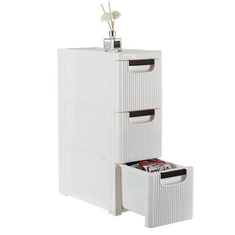 3 Drawer Medium Tower,Rolling Cart Organizer,White
