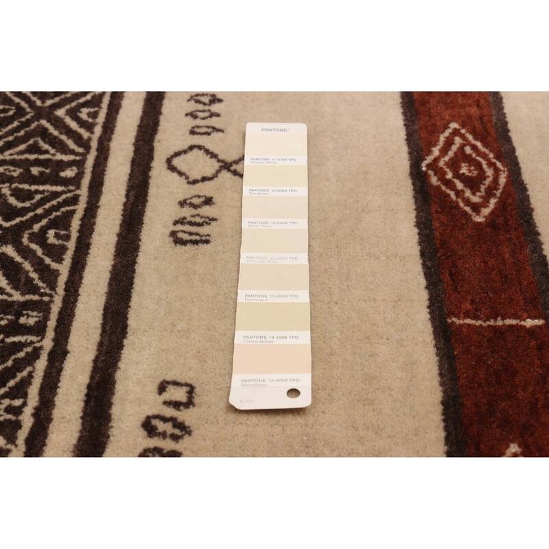 ECARPETGALLERY Hand Loomed Kashkuli Gabbeh Beige Wool Rug - 5'0 x 8'0
